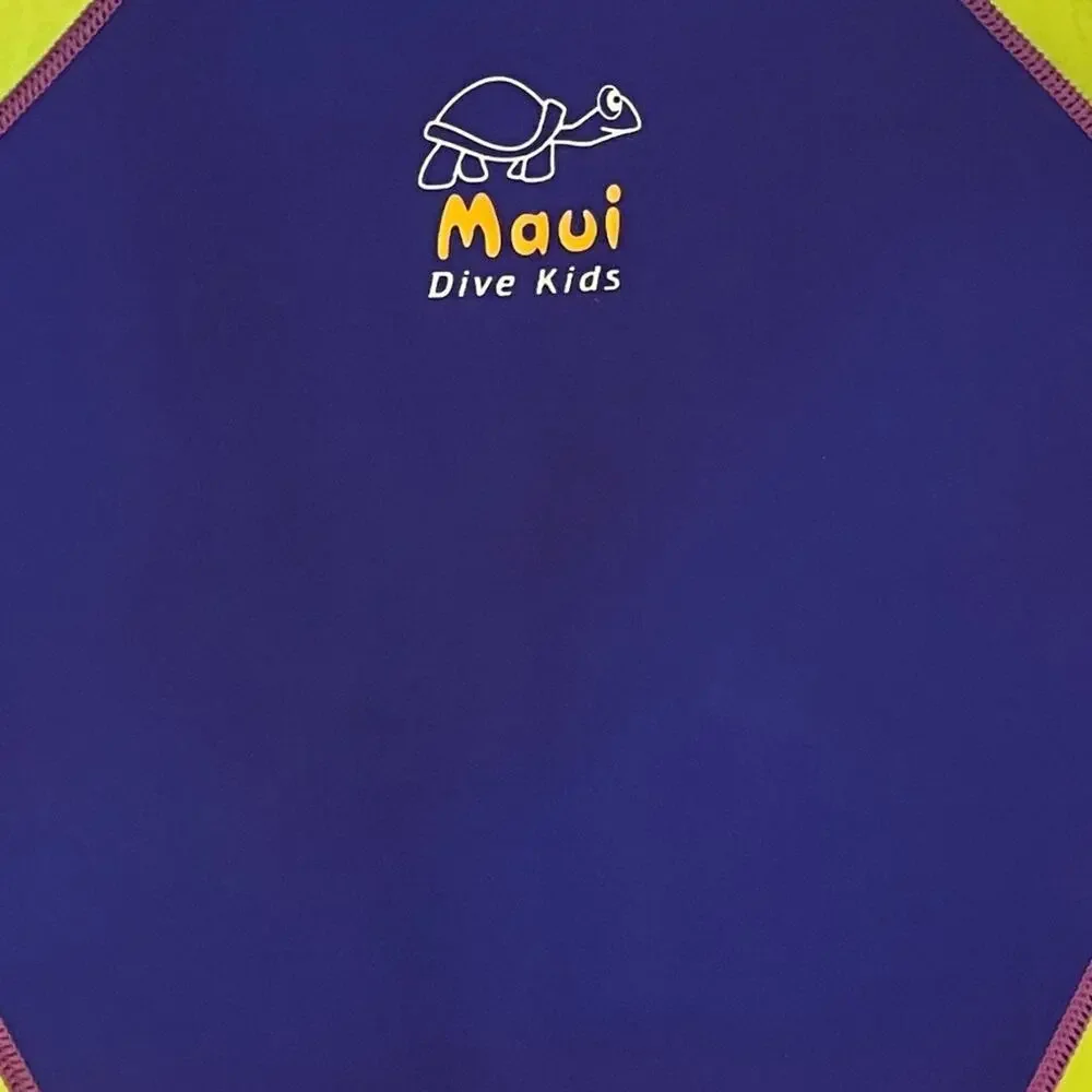 Maui Kids Neoprene One Piece Dive Gear Shorty Wet Suit Purple Yellow Size M